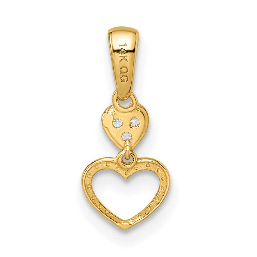 14k Madi K CZ Hearts Dangle Pendant