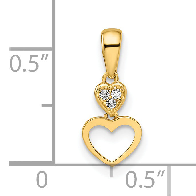 14k Madi K CZ Hearts Dangle Pendant