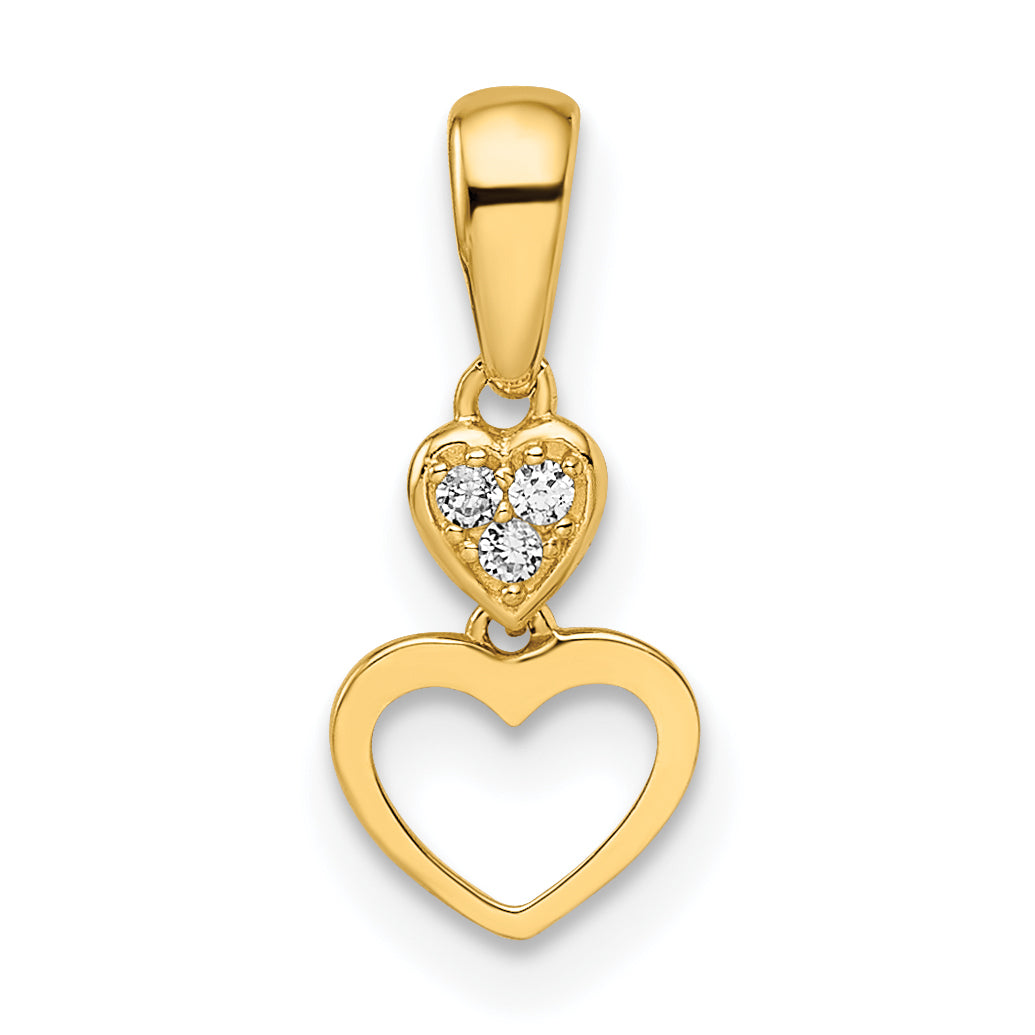 14k Madi K CZ Hearts Dangle Pendant Main image