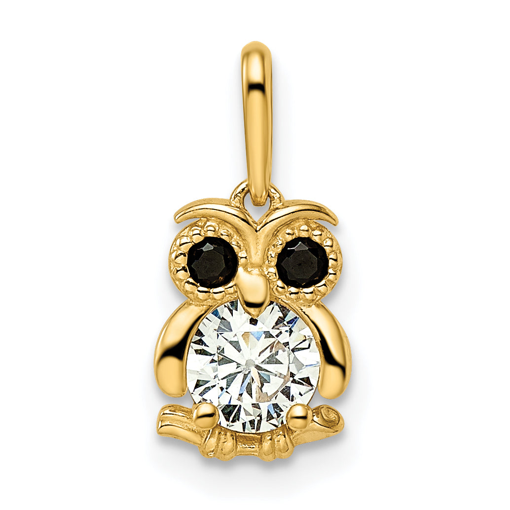 14k Madi K Black & White CZ Owl Pendant Main image