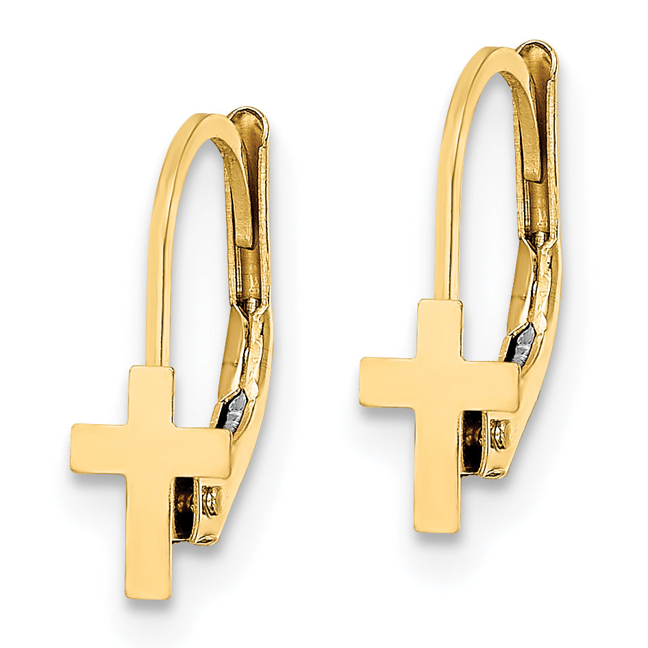 14K Madi K Polished Cross Leverback Earrings Secondary image