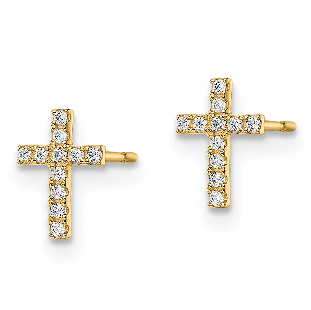14k Madi K CZ Cross Post Earrings Secondary image