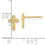 14K Madi K Polished Cross CZ Post Earrings