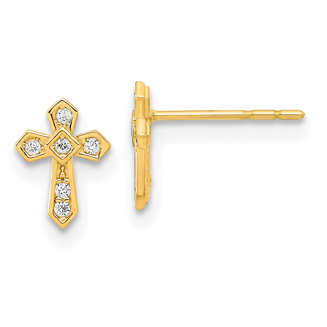 14K Madi K Polished Cross CZ Post Earrings Main image