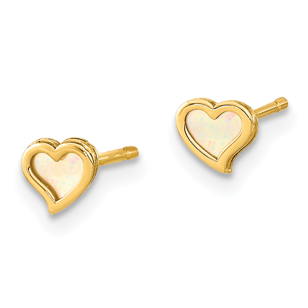 14K Madi K Polished Heart Mother of Pearl Post Earrings Secondary image