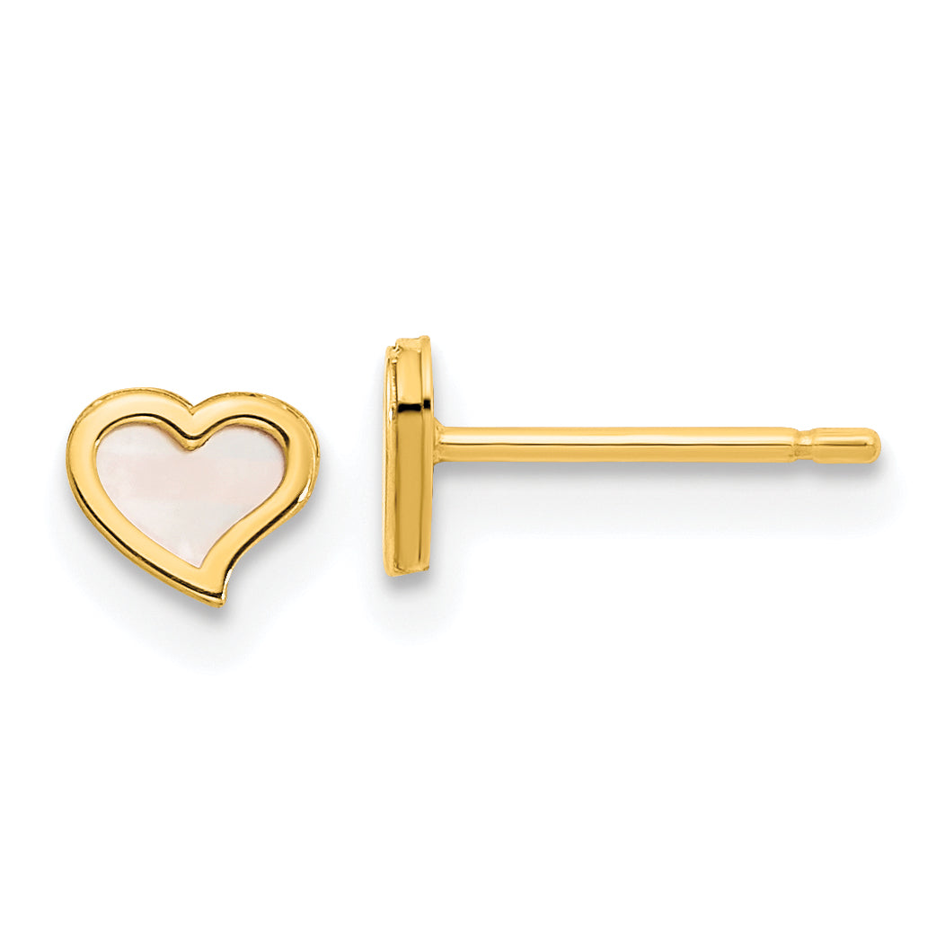 14K Madi K Polished Heart Mother of Pearl Post Earrings Main image