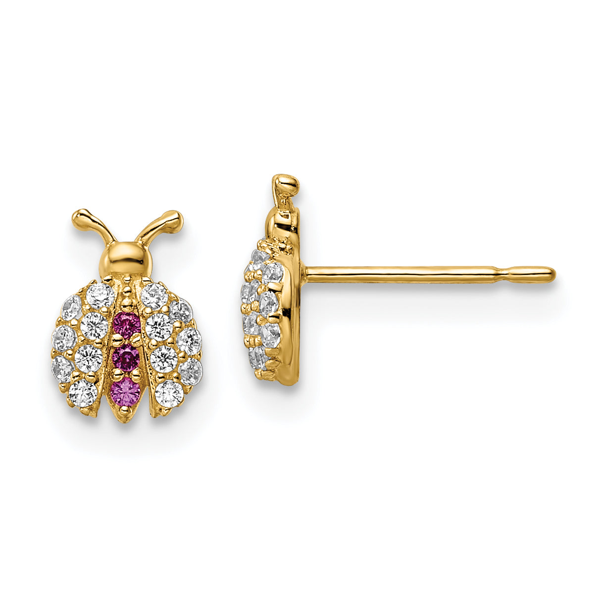 14k Madi K Clear & Red CZ Lady Bug Post Earrings Main image