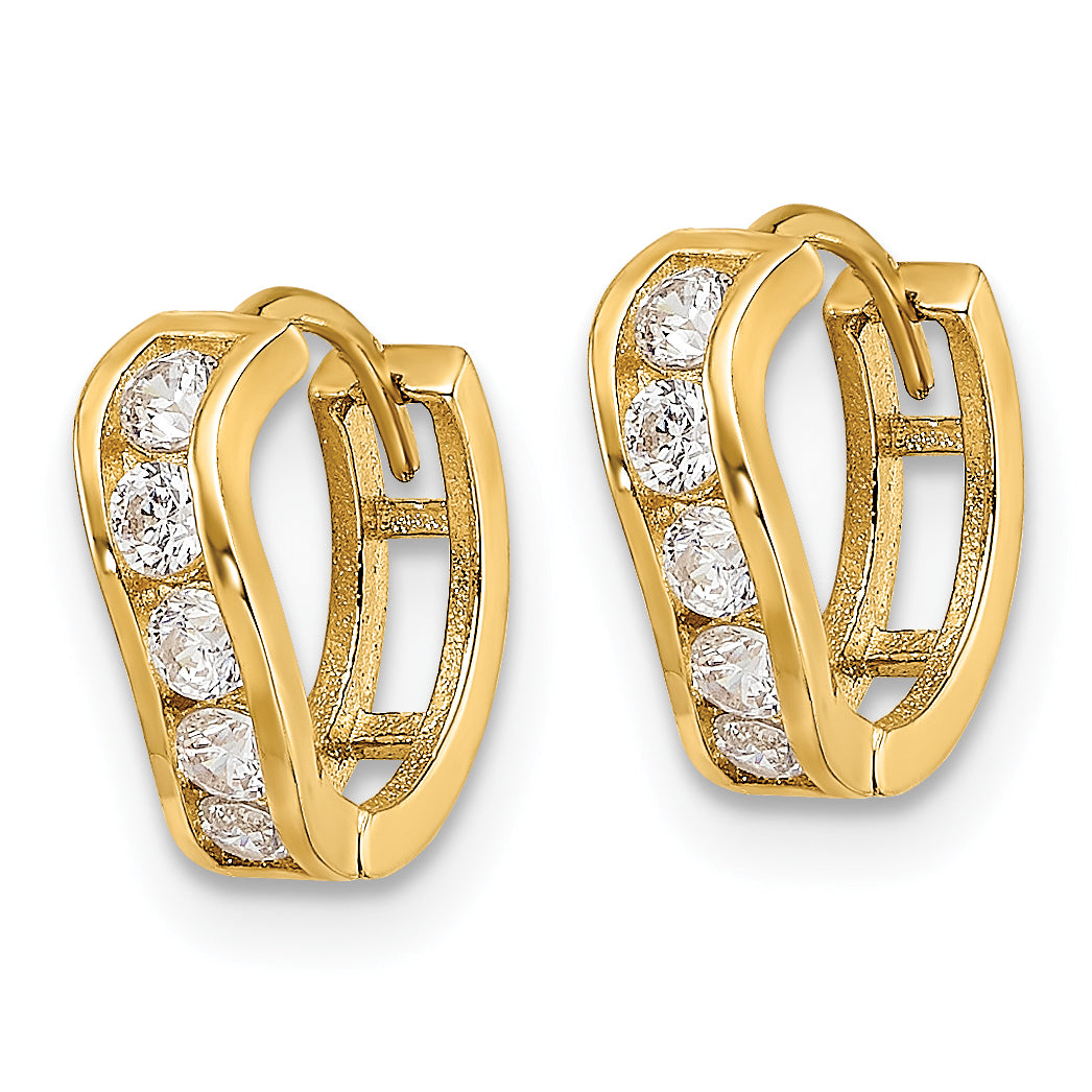 14k Madi K Polished CZ Wavy Hinged Huggie Hoop Earrings Secondary image