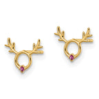 14k Madi K Red CZ Reindeer Post Earrings