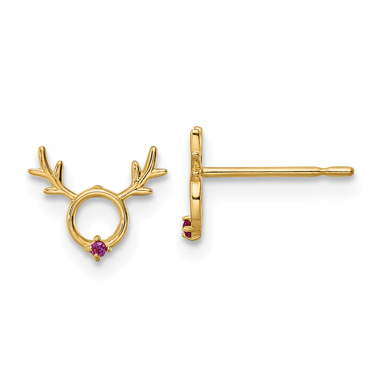 14k Madi K Red CZ Reindeer Post Earrings Main image