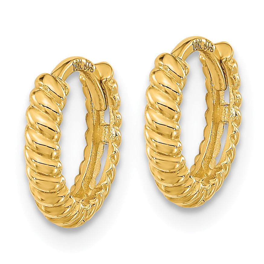 14K Madi K Polished Textured Hoop Earrings Secondary image