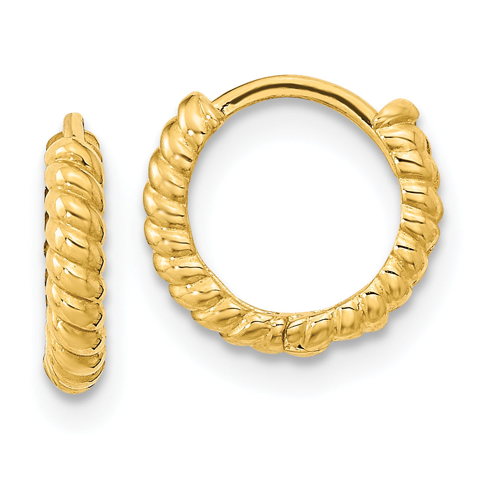 14K Madi K Polished Textured Hoop Earrings Main image