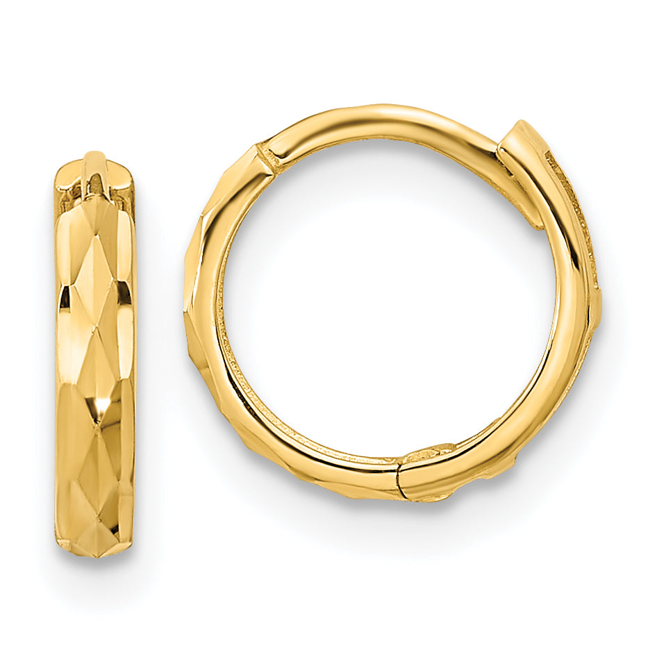 14K Madi K Hinged Diamond Cut Hoop Earrings