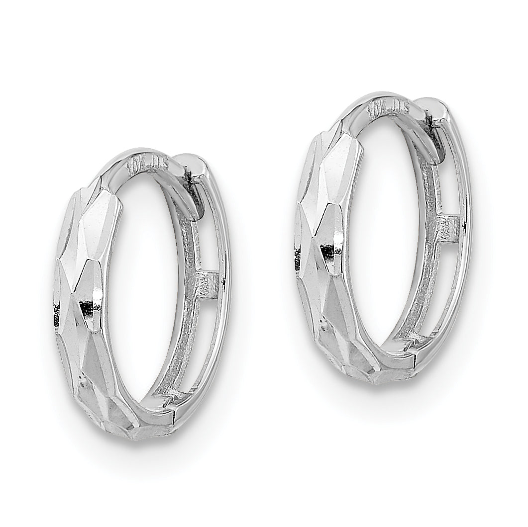 14K White Gold Madi K Hinged Diamond Cut Hoop Earrings Secondary image