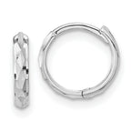 14K White Gold Madi K Hinged Diamond Cut Hoop Earrings