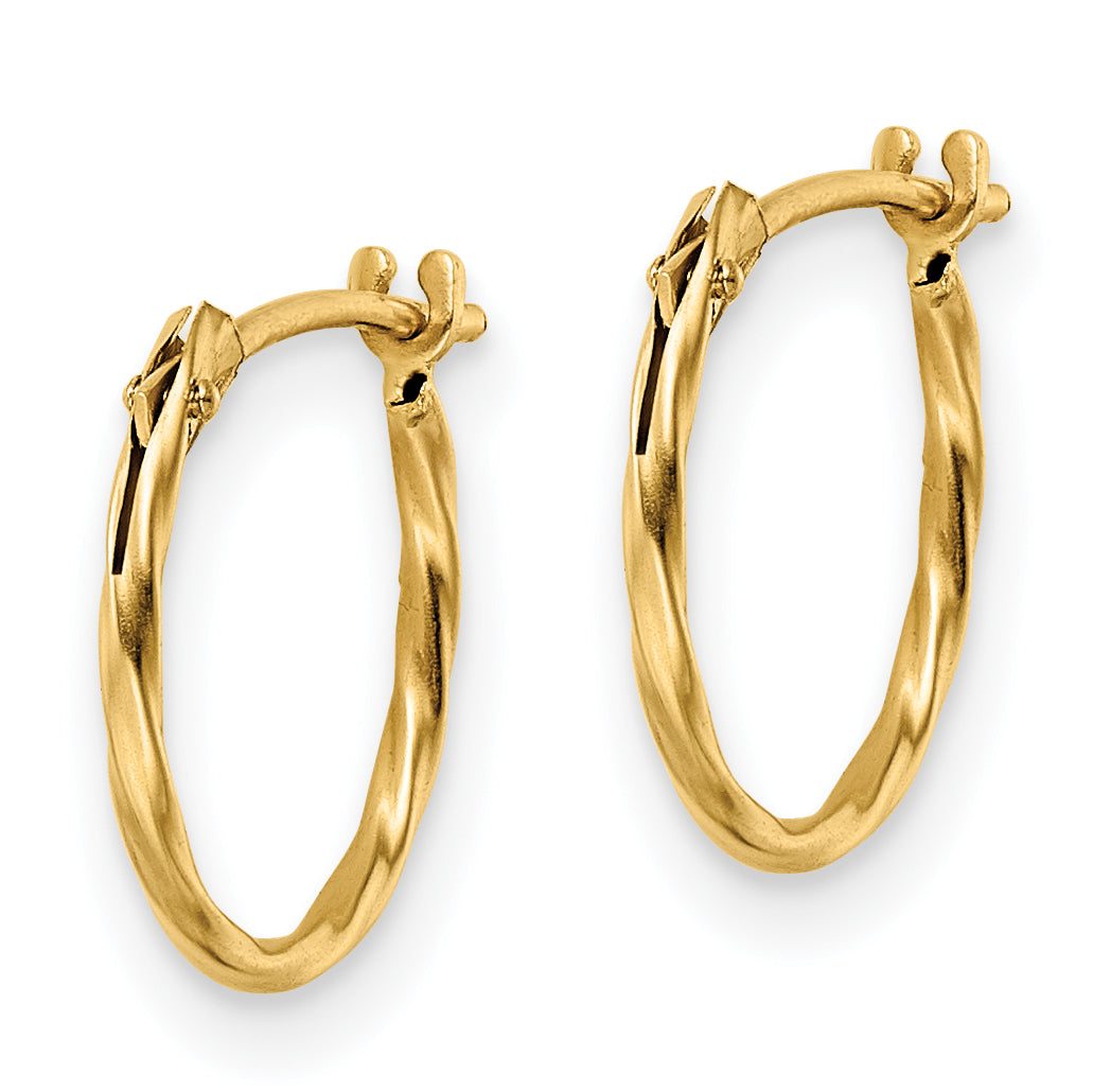 14K Madi K Polished Twisted Hinged Hoop Earrings Secondary image