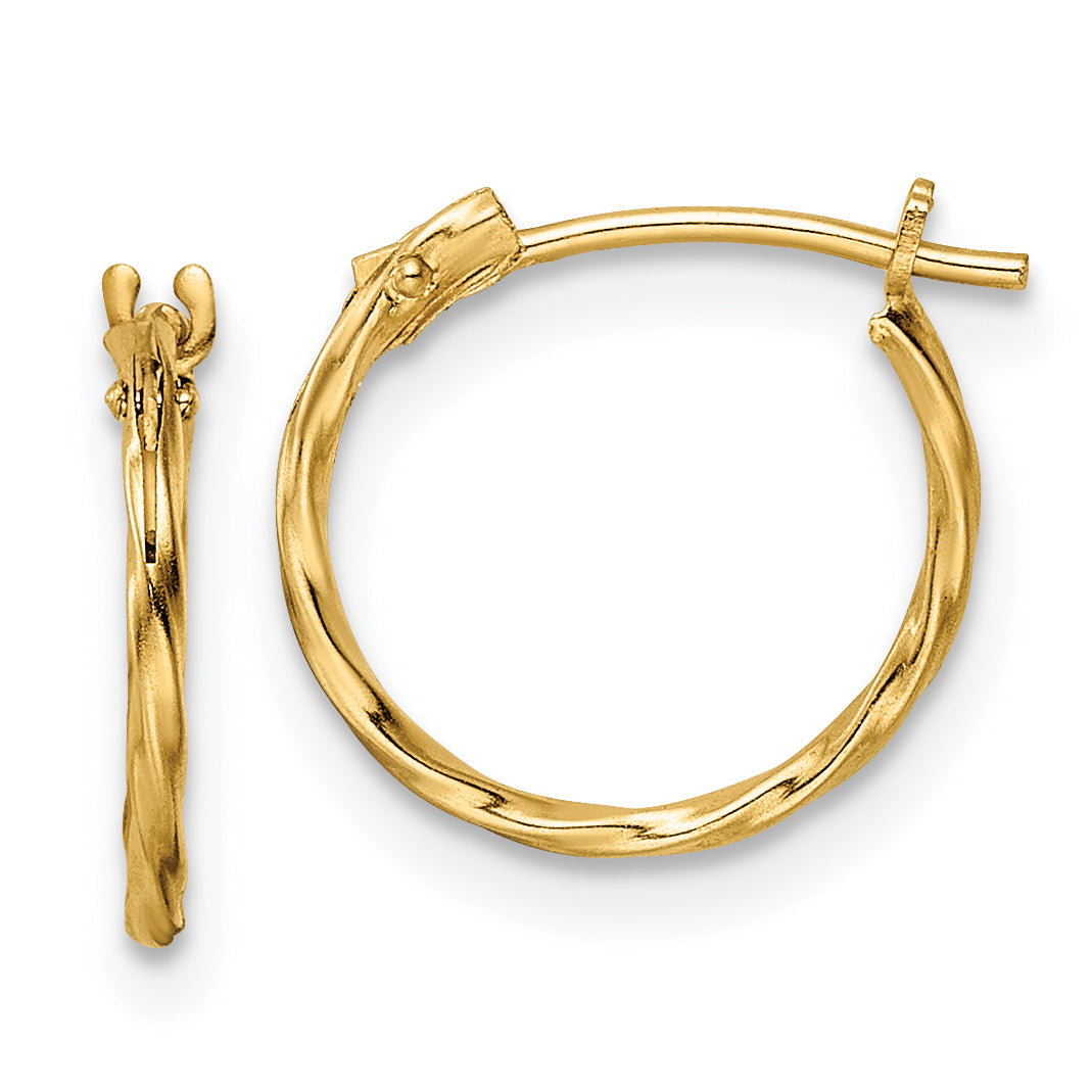 14K Madi K Polished Twisted Hinged Hoop Earrings Main image