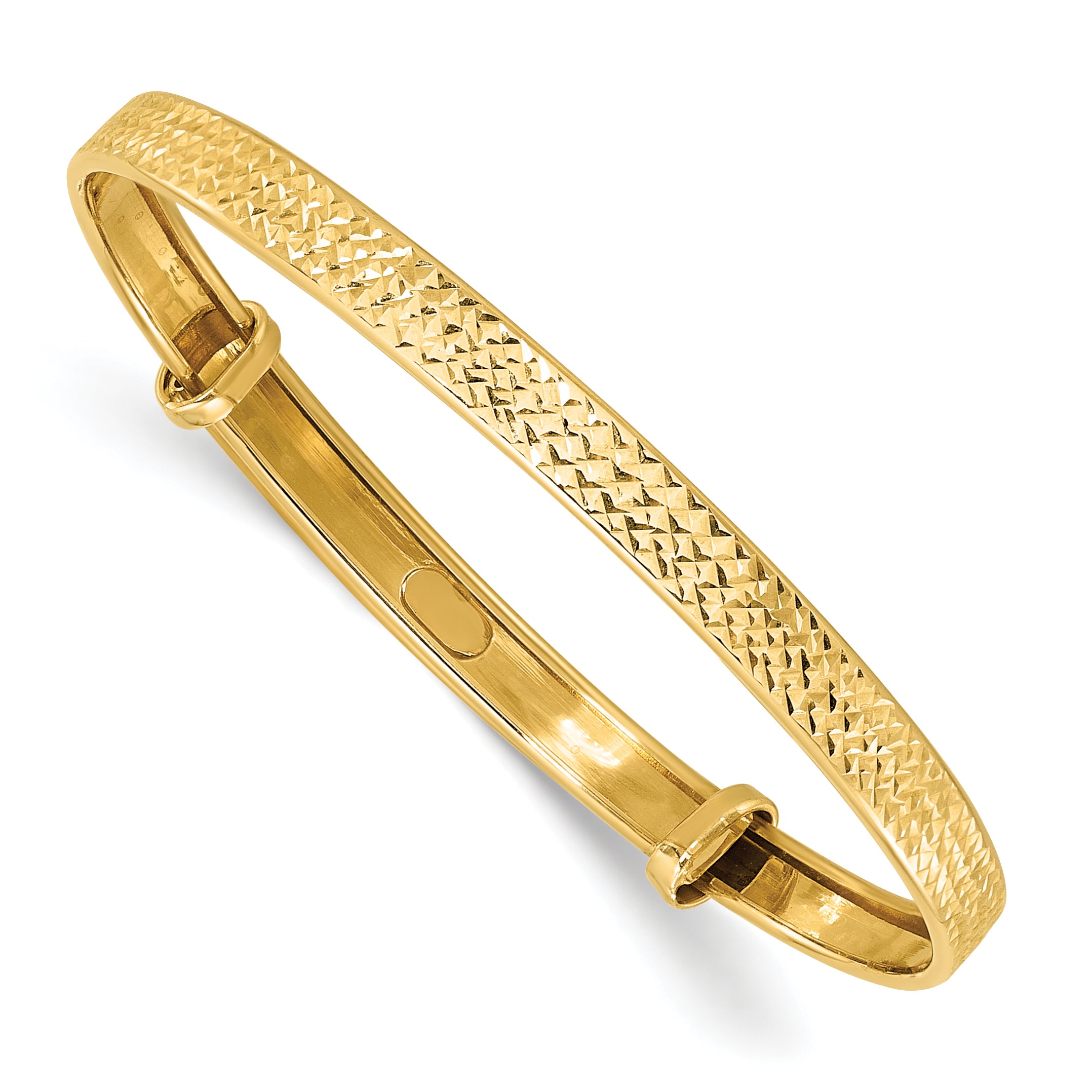 14K Polished Diamond-cut flexible Baby Bangle Main image