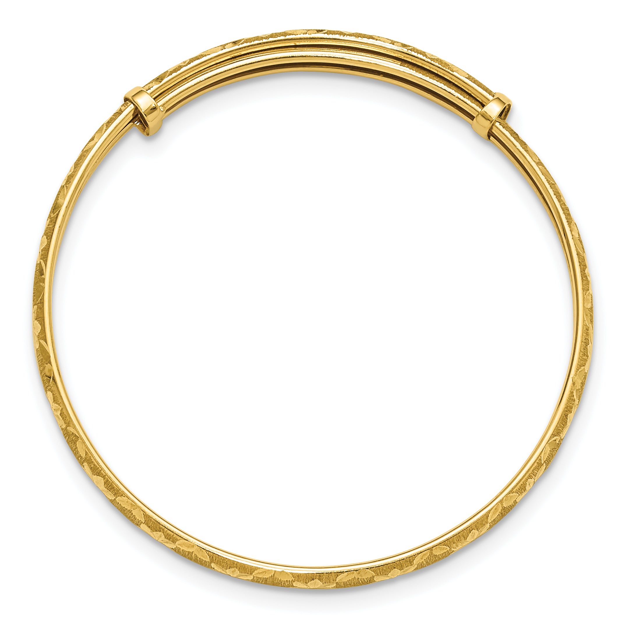 14K Polished Satin and Diamond-cut Adjustable Baby Bangle Secondary image