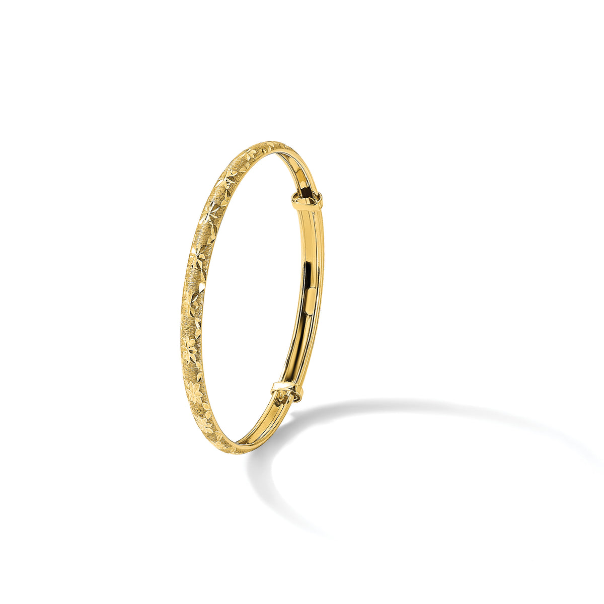 14K Satin and Diamond-cut 3.15mm Flexible Bangle