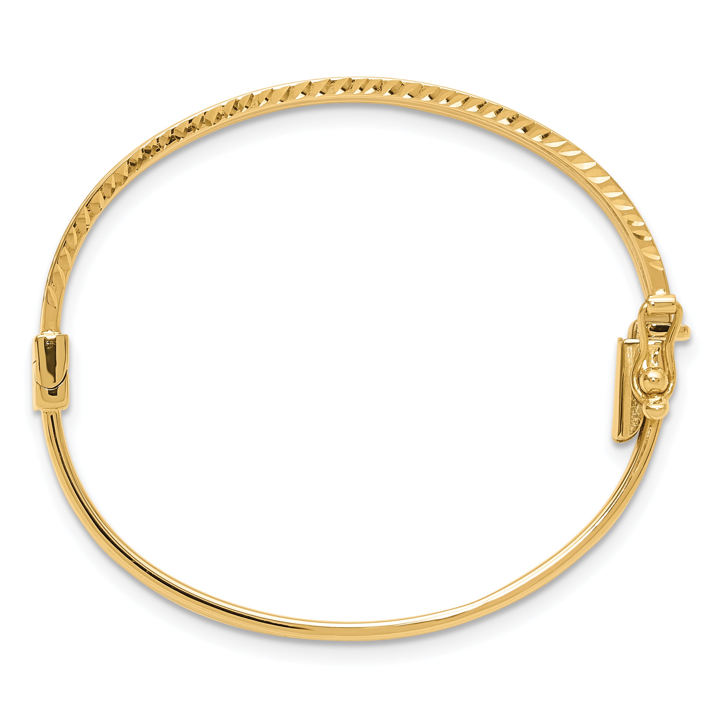 14K Two-tone Polished and Diamond-cut Hinged Baby Bangle Secondary image