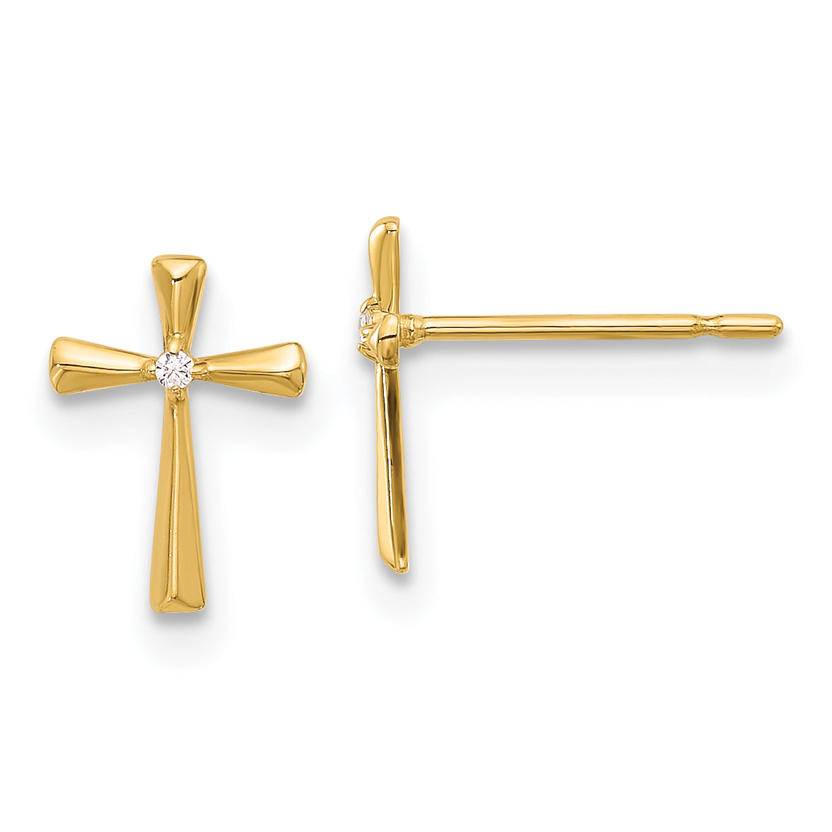 14k Madi K Polished CZ Cross Post Earrings Main image