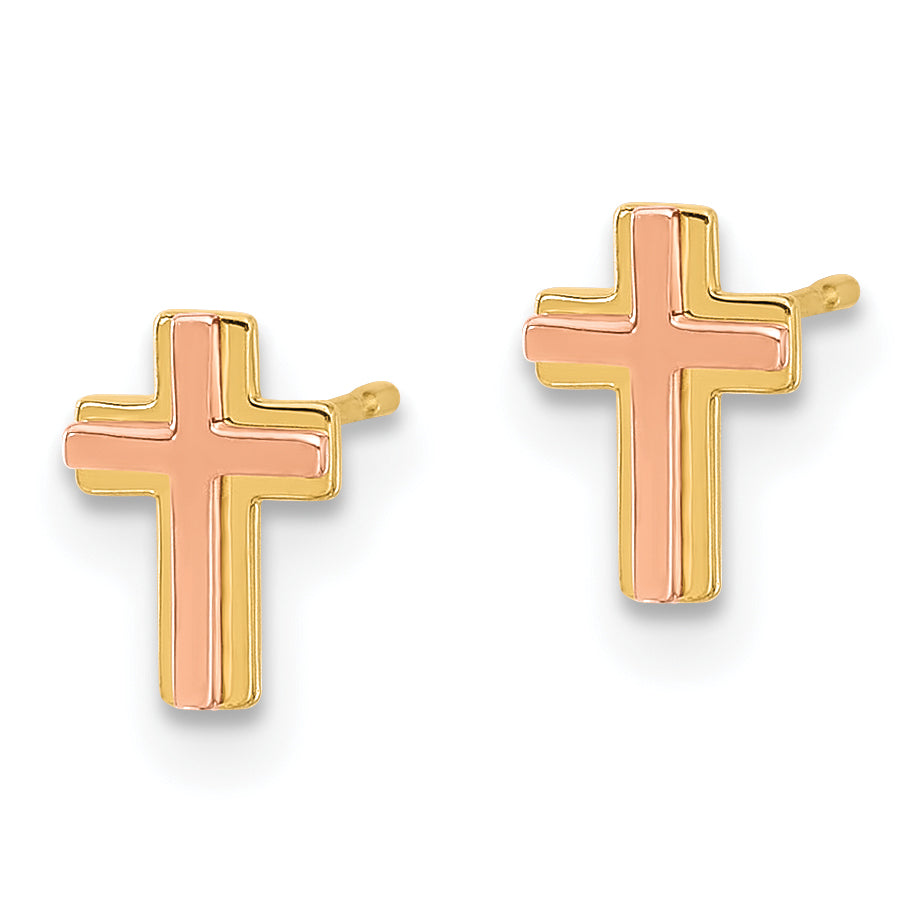 14k Madi K Two-tone Cross Post Earrings Secondary image
