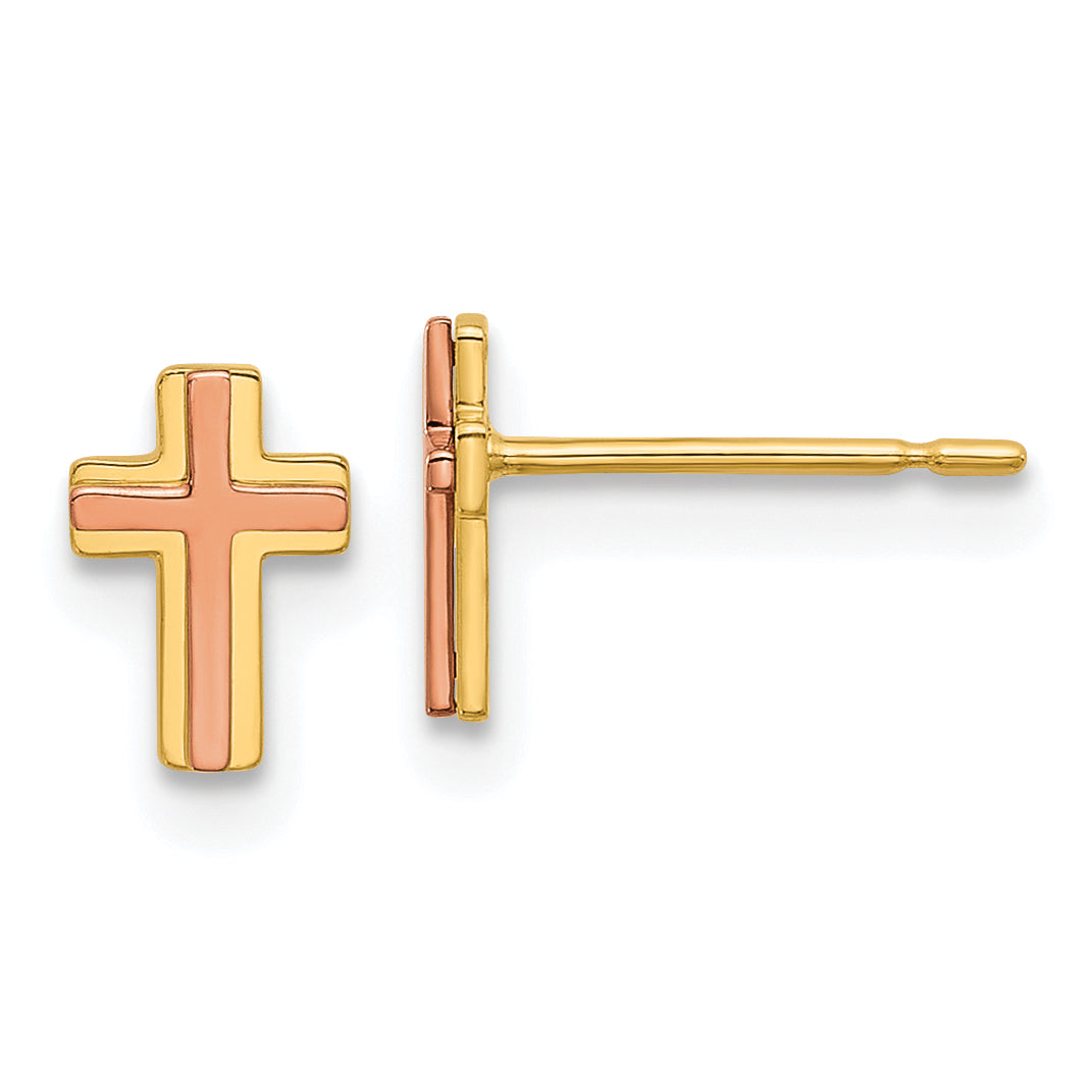 14k Madi K Two-tone Cross Post Earrings Main image