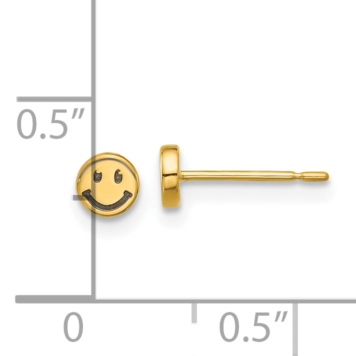 14k Madi K and Black Rhodium-plated Polished Smiley Face Post Earrings