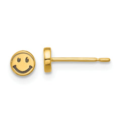 14k Madi K and Black Rhodium-plated Polished Smiley Face Post Earrings