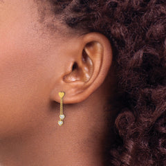 14k Madi K Polished CZ Hearts Post Dangle Earrings