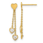 14k Madi K Polished CZ Hearts Post Dangle Earrings