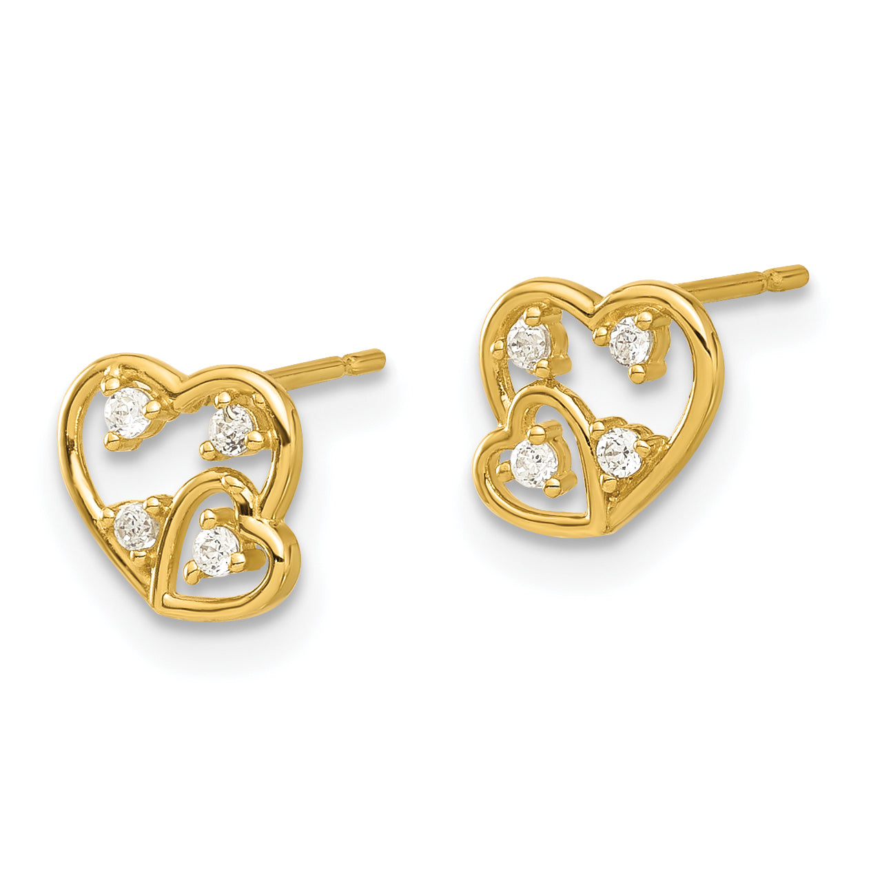 14k Madi K Polished CZ Hearts Post Earrings Secondary image