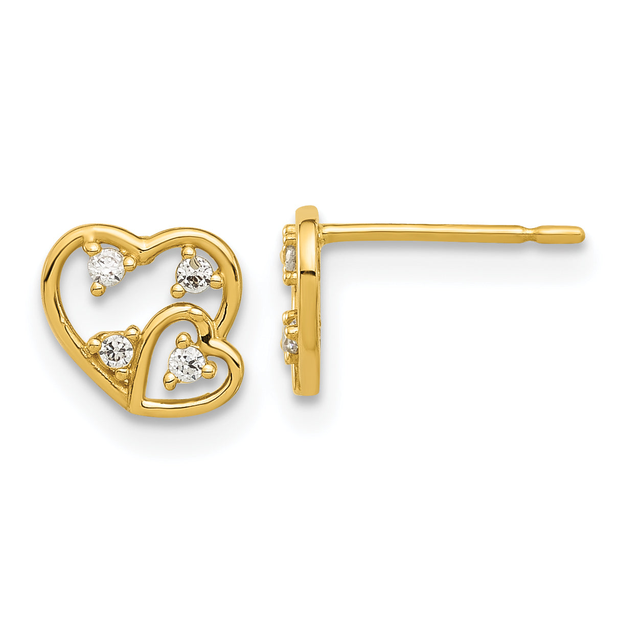 14k Madi K Polished CZ Hearts Post Earrings Main image