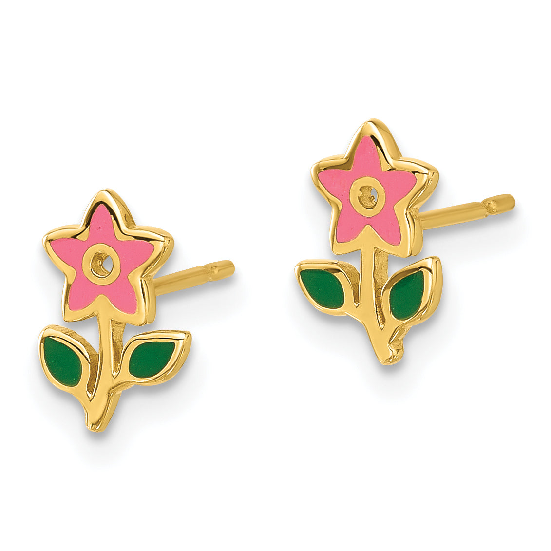 14k Madi K Polished Enameled Flower Post Earrings Secondary image