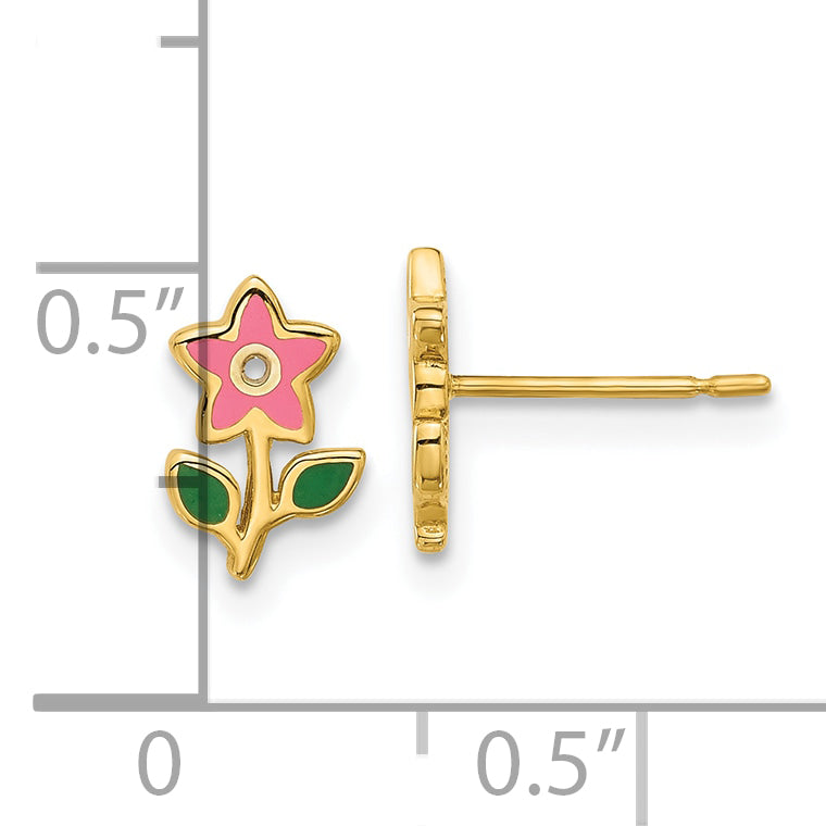14k Madi K Polished Enameled Flower Post Earrings