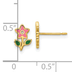 14k Madi K Polished Enameled Flower Post Earrings