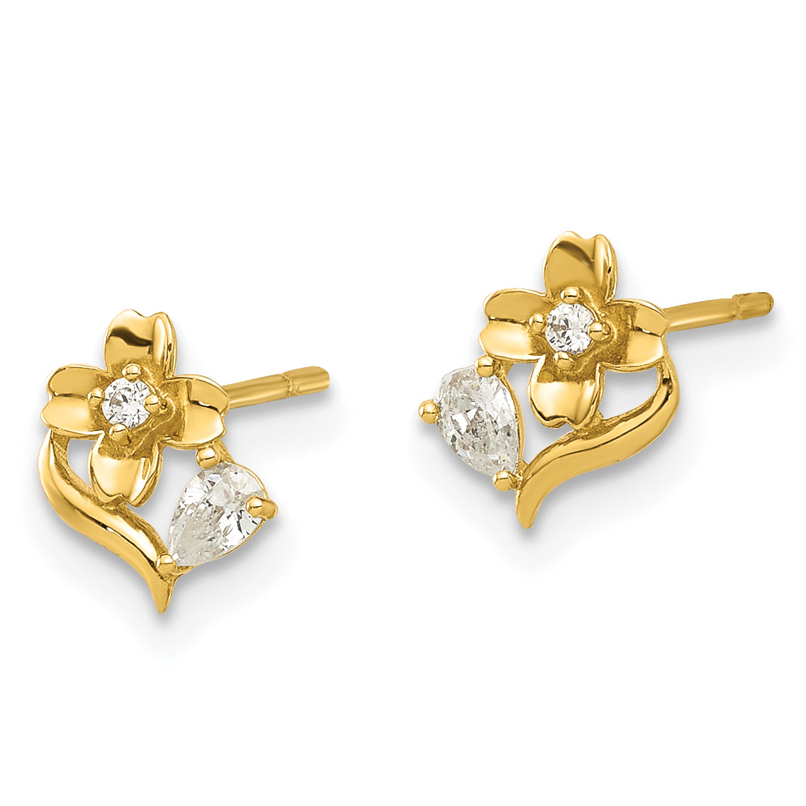 14k Madi K Polished CZ Flower Post Earrings Secondary image