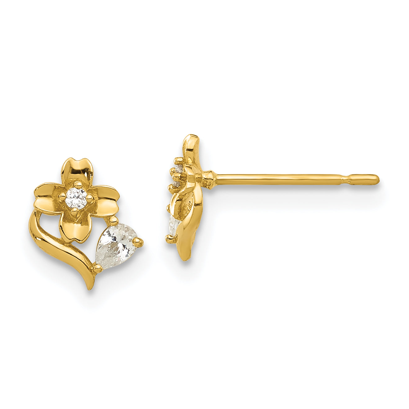 14k Madi K Polished CZ Flower Post Earrings Main image
