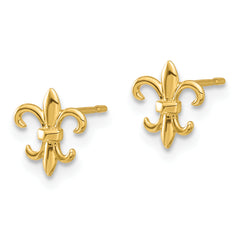 14k Madi K Polished Fleur de Lis Post Earrings