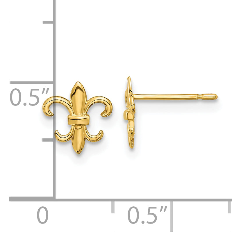 14k Madi K Polished Fleur de Lis Post Earrings