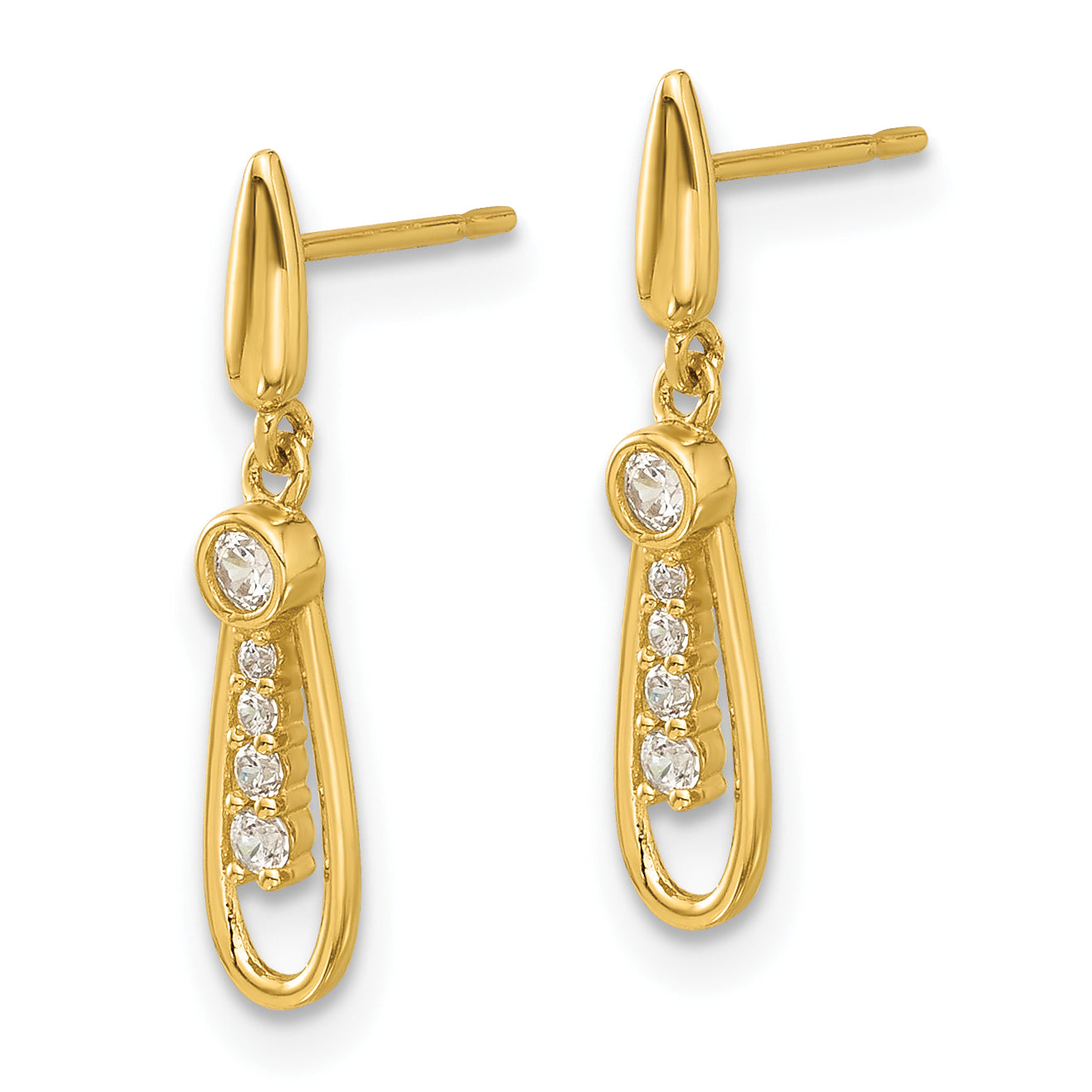 14k Madi K Polished CZ Fancy Post Dangle Earrings Secondary image