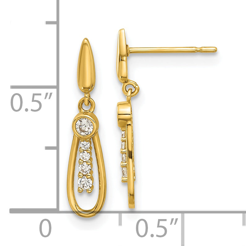 14k Madi K Polished CZ Fancy Post Dangle Earrings
