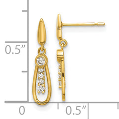 14k Madi K Polished CZ Fancy Post Dangle Earrings