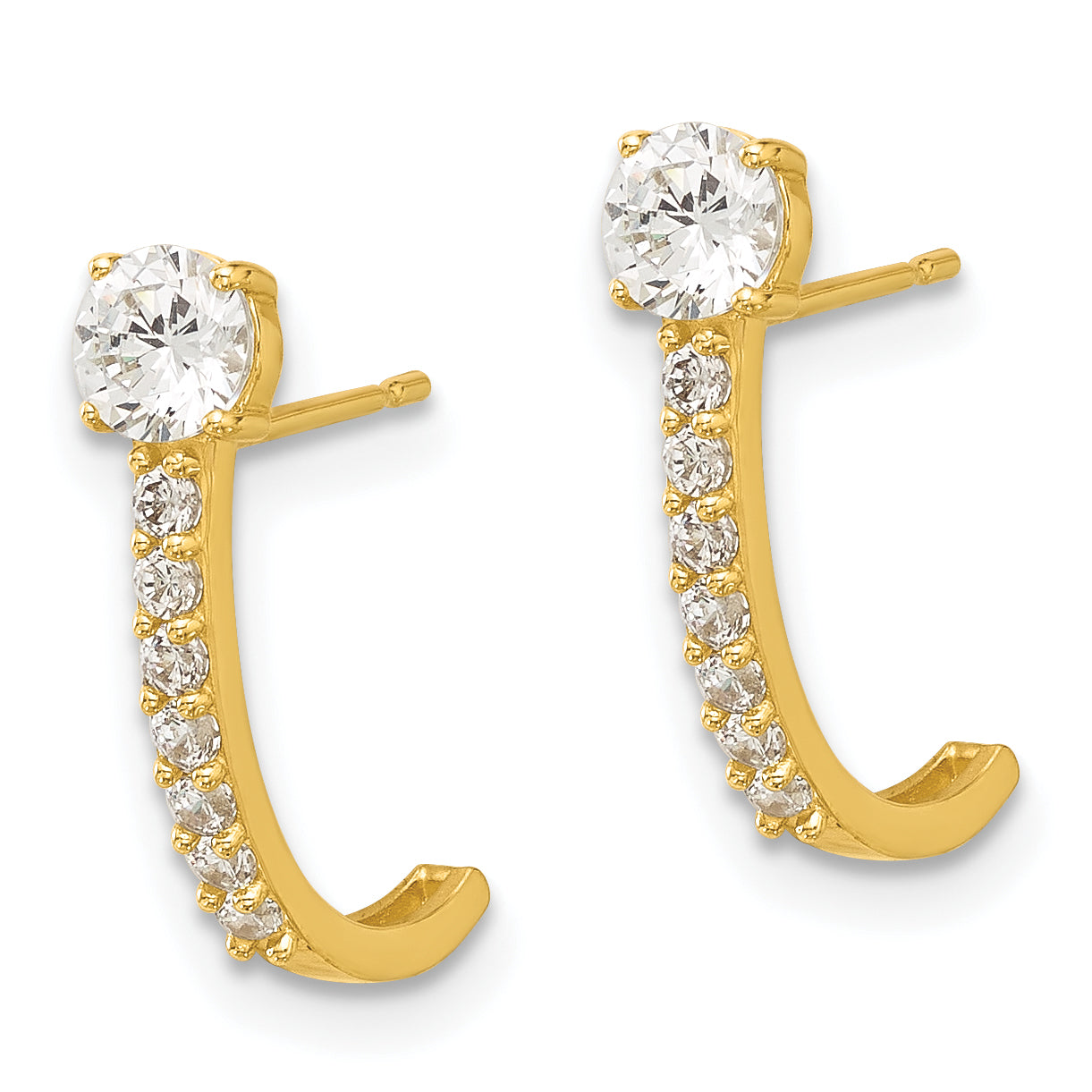 14k Madi K Polished CZ Post J-Hoop Earrings Secondary image