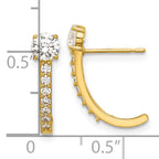 14k Madi K Polished CZ Post J-Hoop Earrings