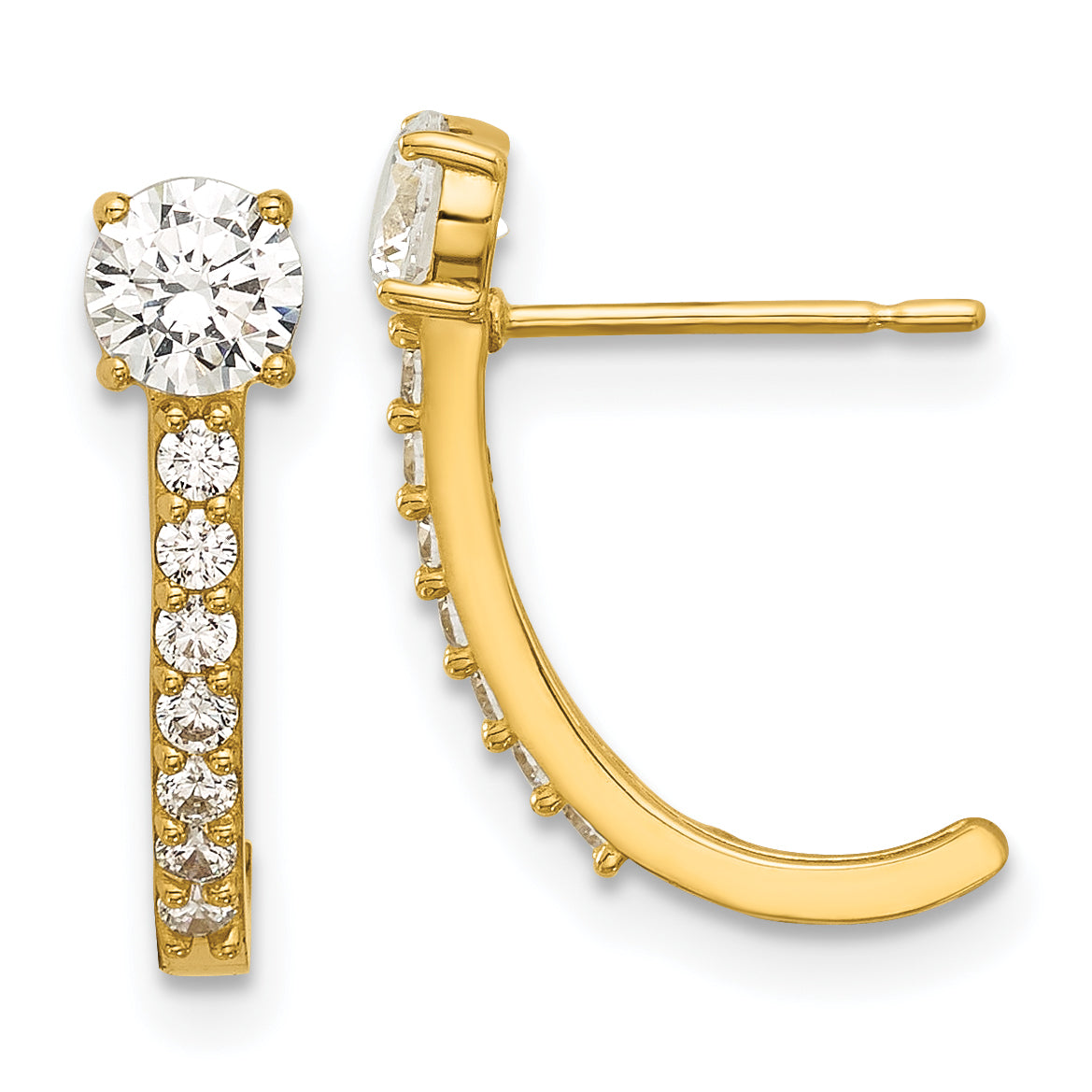 14k Madi K Polished CZ Post J-Hoop Earrings Main image