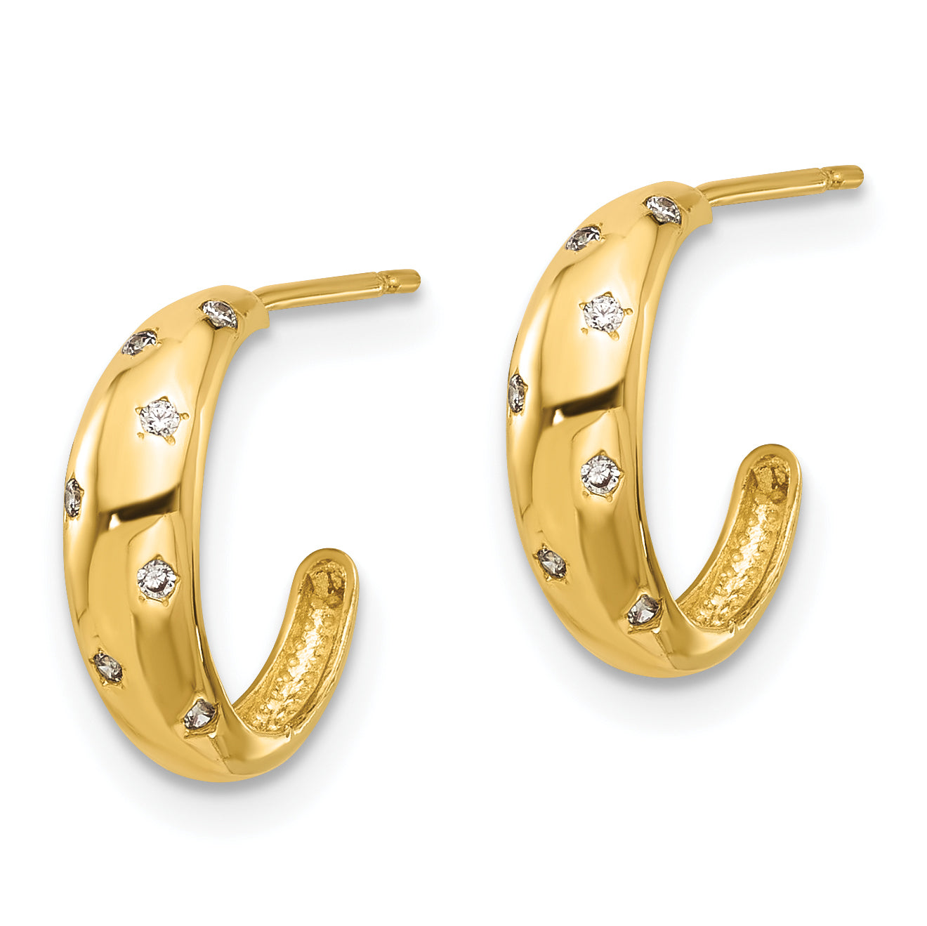 14k Madi K Polished CZ Post Hoop Earrings Secondary image