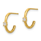 14k Madi K Polished CZ Link Post Hoop Earrings