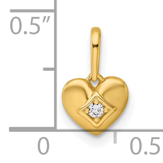 14k Madi K Polished CZ Heart Childrens Charm / Pendant